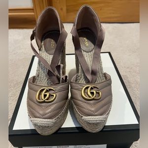 💯 Authentic Gucci Marmont Espadrille Wedge in Priceline Rose size 38.5